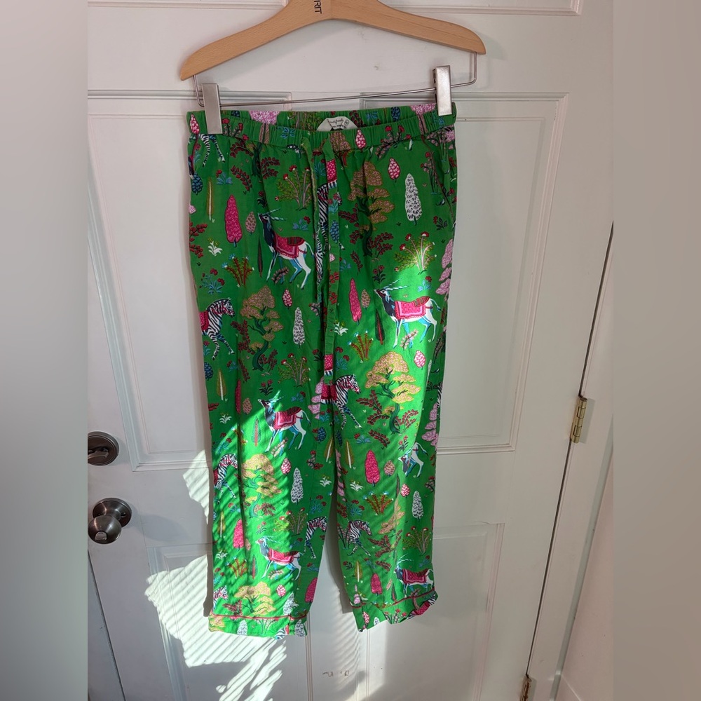 Printfresh Anthropologie Bagheera Forest in Green Organic Cotton Pajama Pants XS